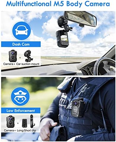 Договор за пакет Boblov, M5 2K 128 GB Полициска камера за тело, Овозможено GPS и камера поставена со каросерија од 1440p, 128G телесна