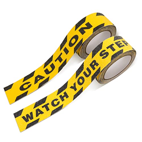 Хуакаил гледајте ја вашата лента за претпазливост 1,97in x 16.4ft, не лизгање со жолто црна водоотпорна, анти-лизгање со голема влечење