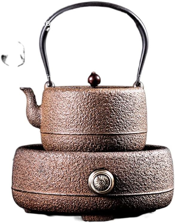 Ретро котел со леано железо од леано железо, кинески стил ретро котел 铁壶 套装 陶炉 中式 复古 烧 水壶 水壶