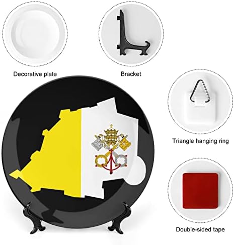 Знаме мапа на керамички декоративни плочи на Ватикан Сити со стојат коски Кина виси украси десертни плочи