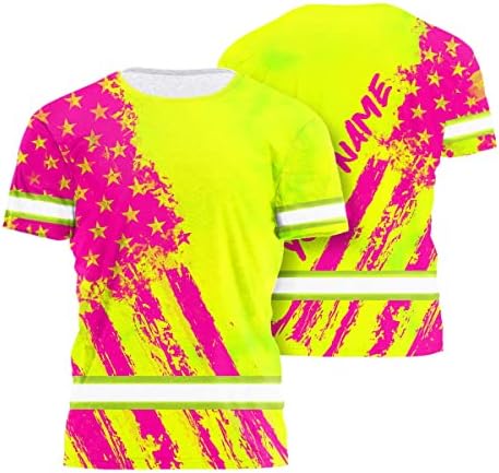 Стил ХИВИС боја на американска кошула со знаме со висока видливост за мажи за жени безбедносни кошули работна облека за тркачи, пешаци, патриотски