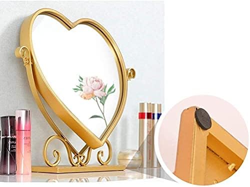 Огледало за шминка за мали огледала, огледало на десктоп, може да се ротира креативно декоративно злато HD десктоп огледало огледало