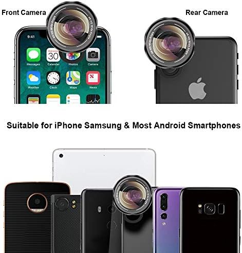 Леќи за телефонски фотоапарати, Todi 4K HD 2 во 1 120 ° широк агол на агол, 20x макро леќи, Clip-On телефонски леќи компатибилен iPhone, Samsung,