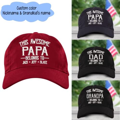 Изи Под Персонализирана дедо тато капа, прилагодена дедо капа со име на деца, татковци за Божиќ роденден подарок за дедо тато