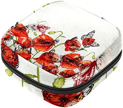 Торба за Складирање Санитарни Салфетки, Торба За Период, Торбичка За Санитарна Подлога, Мала Торба За Шминка, Цвет и Пеперутки