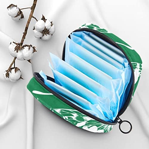 Торба За Складирање Санитарни Салфетки, Торба За Период, Торбичка За Санитарна Подлога, Мала Торба За Шминка, Бели Пеперутки Цвет Цвет Зелена