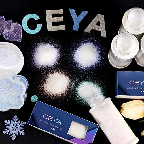 Ceya High Gloss Iridescent Ultra Fine Glitter Powder, 3,5oz/ 100g Magic Opal Glitter Craft Glitter 1/128 ”0,008” 0,2 mm за епоксидна смола, уметност за нокти, Tumbler, накит, Божиќ украс, лигите, StrapBook