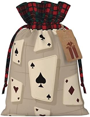 Божиќни Торби За Подароци Со Врвки Покер-Картичка - Гери Бафало Карирана Чанта За Влечење Забава Ги Фаворизира Чантите