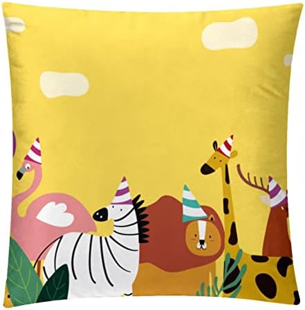 VBFOFBV сет од 2 капаци на лумбална перница, меки украси за украси за домашна куќа, цртан филм животински лав Фламинго жирафа зебра