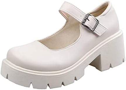 Womenените Мери Јанес Платформа чевли - Британски чевли Девојки Студентите Гроздобер високи потпетици Косплеј чевли Чунки Оксфорд чевли