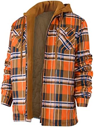 YmoSRH јакни за мажи со машка ватиран наречен со карирана кошула Додадете кадифе за да ја задржите топла јакна со палто со аспиратор