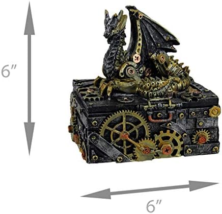 Тајната Пареа Змеј Декоративни Steampunk Ситница Кутија 6 инчен