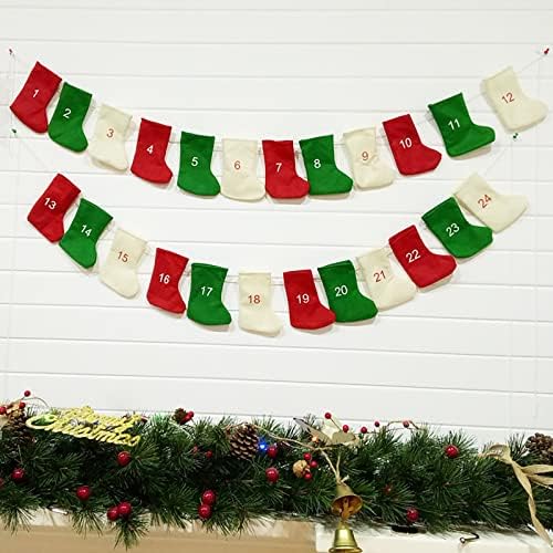 24 ПАРЧИЊА Божиќни Украси Сами Божиќно Одбројување Ѕид Календар Торба За Подароци Божиќен Подарок Приврзок Божиќен Украс Топки