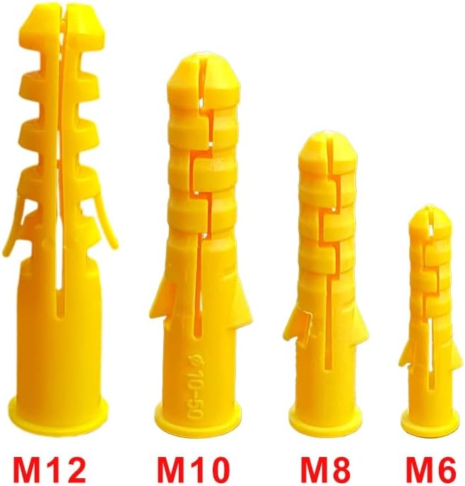 50pcs M6 M8 M10 M12 Рбебна пластична сидро wallидна пластична цевка за експанзија цевка wallидни приклучоци за завртки за самопрекинување