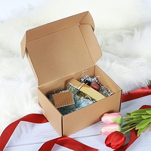 Кутии за испорака TRWCRT 9x6x4 сет од 20, брановидна картонска кутија за пакување мал бизнис, кафеава
