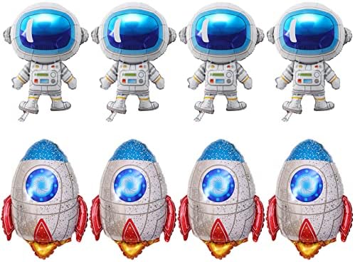 8 парчиња астронаут ракета фолија балони Цртани филмови Универзум Надворешен простор Ман Алуминиум Милар Хелиум забава балони за роденден бебе