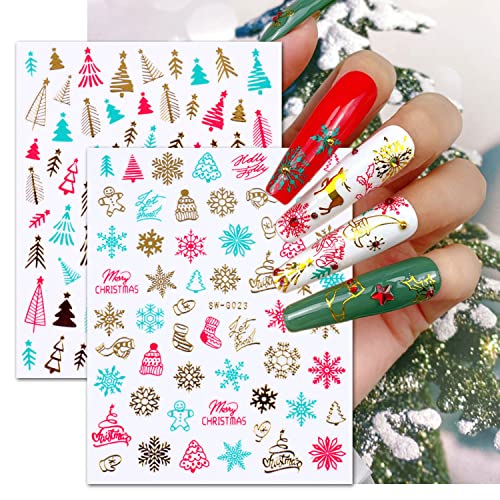 Божиќни налепници за уметност за нокти Декалас Божиќни украси за нокти додатоци 3Д шарени Божиќни налепници за нокти на тикви коски