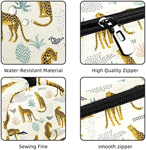 Леопард со тропски лисја молив случај Студентска канцелариска торбичка торбичка патент Пенки за шминка козметика торба за ученици од училишта