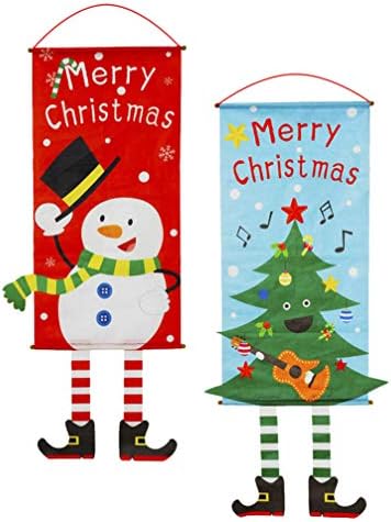 Doitool 2 парчиња Среќна Божиќна врата виси знак за празнична декорација на предната врата Божиќни украси за предни тремови, Божиќ, виси