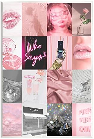 Индустријата „Ступел“ се разликуваше розов естетски асортиман Глам Блинг Мода Вуд wallид уметност, Дизајн од Дафне Полсели