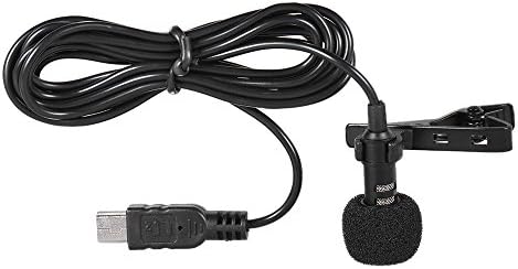 Микрофон на тиковите, 150 см професионален мини USB Omni-режија стерео микрофон на микрофон со клип за јака компатибилен со GoPro Hero