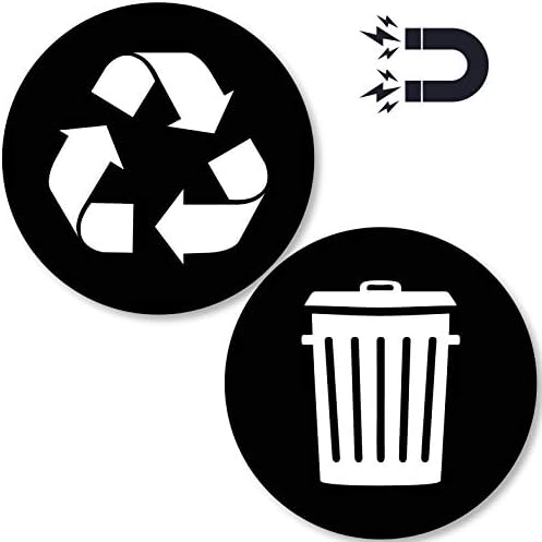 Магнетна налепница за рециклирање и ѓубре лого 4in x 4in - Организирајте ѓубре - за метални лименки, контејнери и отпадоци - Дома или