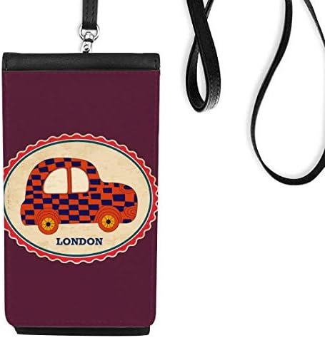 Мал автомобил Велика Британија, лондонски печат Британски телефонски паричник, виси мобилна торбичка со црн џеб