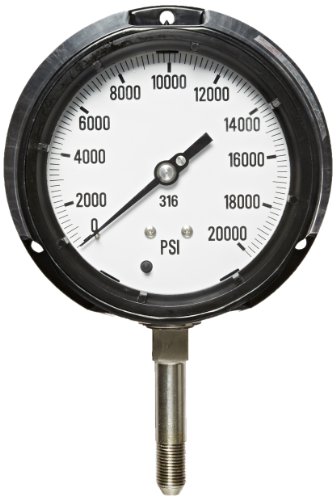 PIC мерач 4501-9LV 4,5 бирање, 0/15000 psi опсег, 9/16-18 MP големина на машка врска, мерач на притисок на сува процес на дното, со мерач