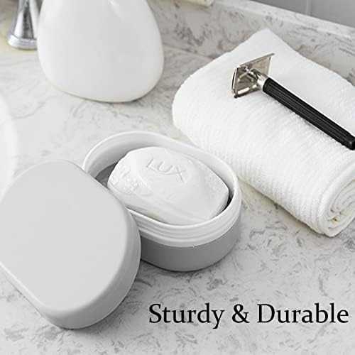 Патнички сапун кутија, сапун за сапун, преносен запечатен држач за сапун со сапун со капаци и 2 компјутери сунѓери за сапуни за сапуни за бања,