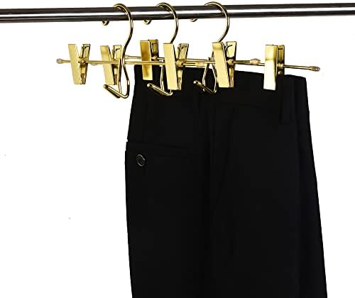 Подобро да се ставате сјајни златни метални панталони закачалка 10 пакувања, панталони со златно здолниште, закачалка додаток, закачалка