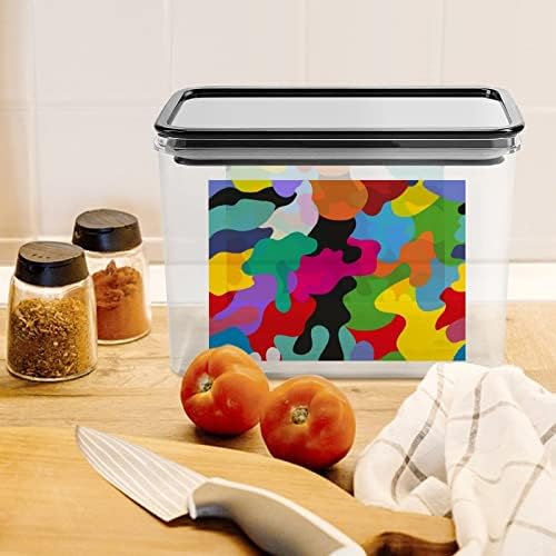 Светла Маскирна Шема Пластична Кутија За Складирање Контејнери За Складирање Храна Со Капаци Тегла Со Ориз Запечатена Кофа За Организација На Кујната