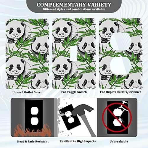 Yyzzh црно -бела панда бебе зелена бамбус гранка дуплекс места за покривање на плочата за покривање 2,9 x 4,6 светло -излез за wallидна плоча