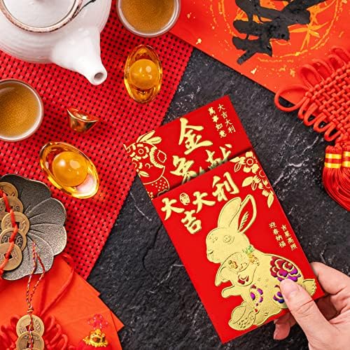 36 Парчиња Кинески Црвени Пликови, Пликови Со Среќни Пари 2023 Кинеска Нова Година Црвени Пакети Зајачки Црвени Пликови Хонг Бао Со Прекрасни