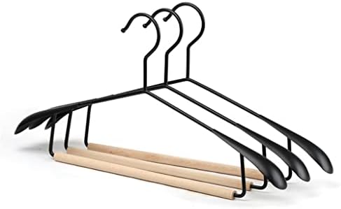 SLSFJLKJ дрвени закачалки со метални костуми за закачалки Широки раменици и панталони за обетки за обележја за складирање на лавици за складирање