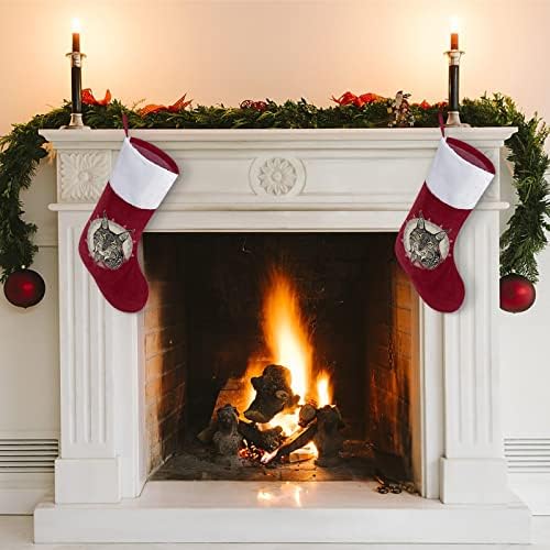 Психоделичен рис Божиќни чорапи порибување на Божиќни дрвја санта украси што висат украси за одмори од камин 16,5 “