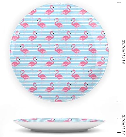 Фламинго Коска Кина Декоративна Плоча Тркалезни Керамички Плочи Занает Со Штанд За Прикажување За Декор За Вечера На Ѕид Во Домашна Канцеларија