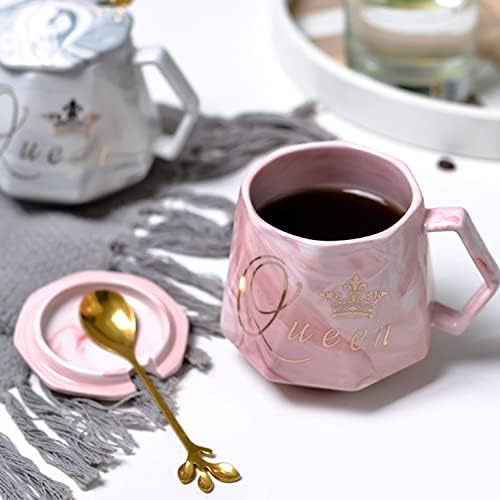 Inn Diary Смешна кафе кригла кралица за кралица за жена роденденски подарок жени Божиќни подароци 11 мл розова керамичка чаша за девојка Денот