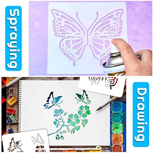 16 парчиња матрици од пеперутка за еднократна употреба на пеперутка Уметнички уметнички сликички матрици за боја занаетчиски wallид