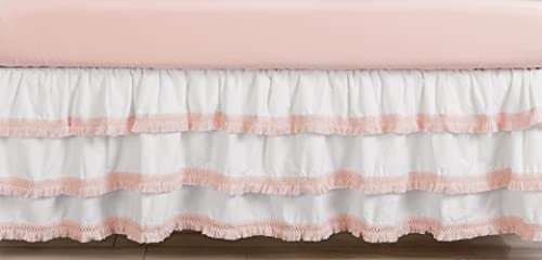 Слатка Jојо Дизајн Бохо Боемјан девојче бебе креветчето креветче за здолниште од расадник прашина руфла - руменило розова и бела фарма куќа
