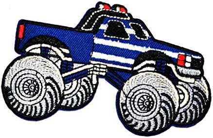 Сина камион пикап авто авантуристички спортски автомобил тркачки играчки возило автомобил деца железо на лепенка везена аплика железо на/шијте