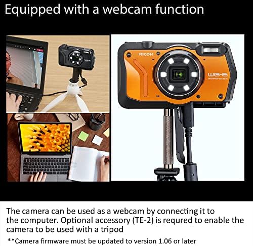 Ricoh WG-6 веб-камера портокалова водоотпорна камера 20MP слики со поголема резолуција 3-инчен LCD водоотпорен 20M шок изобилен 2,1M