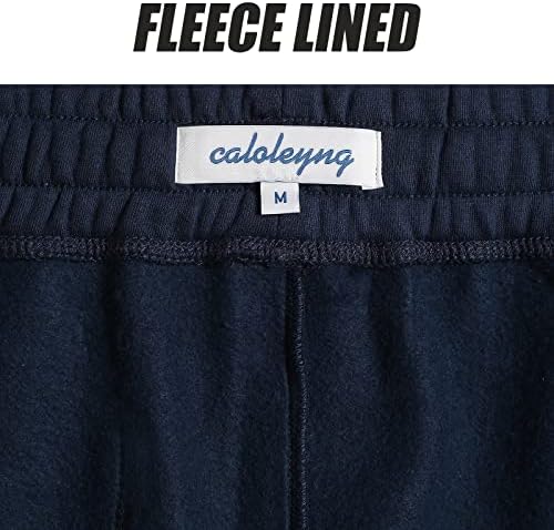 Caloleyng Mens Cotton 5 инчи Краток обичен салон руно руно џебови пижами трчање џогер атлетски тренинг салата за пот -шорцеви