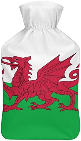Знаме на Велс Велшки шише со топла вода со мека кадифен капак топла гумена вода торба за вбризгување 1000 мл