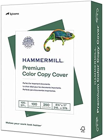 Hammermill Cardstock, Premium Color Copy, 100 lb, 8,5x11 - 1 пакет - 100 светли, направени во акции на картички во САД, 120024R, бело
