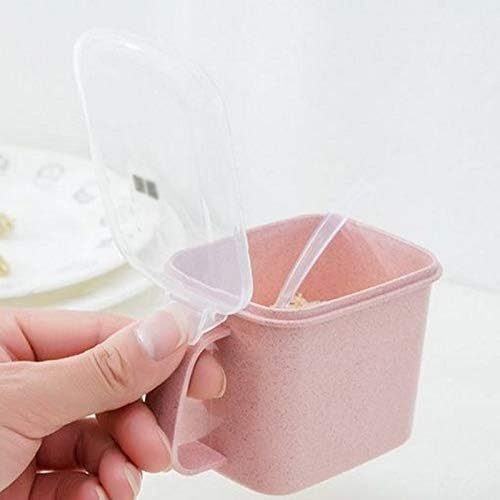 WPYYI пластична кутија за зачинување, пластични садови за зачини со зачини со капаци, сет од 3 садови за кондиции транспарентни капаци