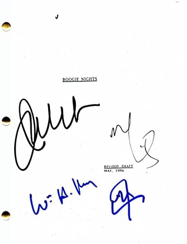 Дон Чадл, ianулијана Мур, Марк Валберг, Вилијам Х Мејси, потпишан автограм Буги ноќи целосна филмска скрипта - многу ретко