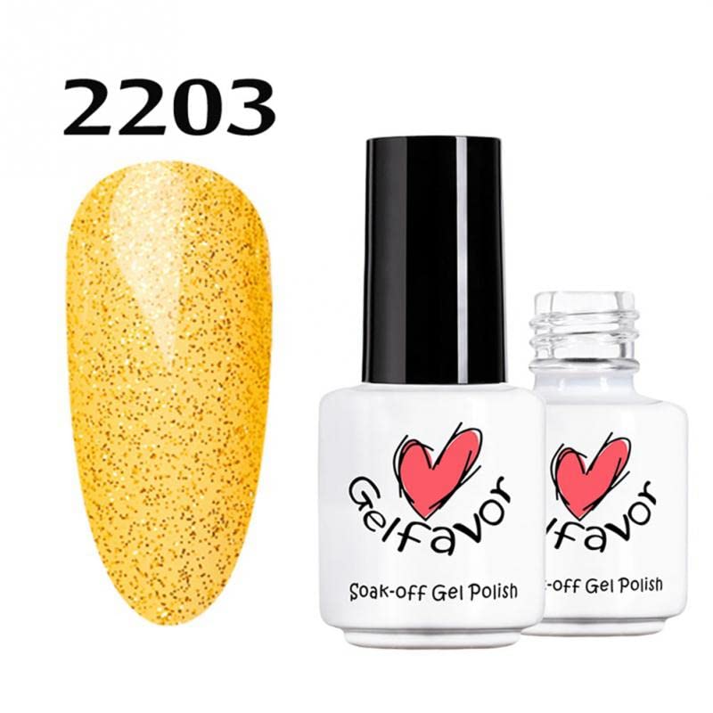 8 бои 7 ml жолти сјајни серии за нокти Полски DIY UV гел лак лакови гел лак маникир алатка за нокти украси - украси за дизајн -