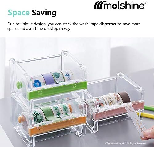 Molshine 4 пакет Транспарентен деспарент десктоп мулти -миризба за маскирање лента за складирање на лента, секач за ленти, држач