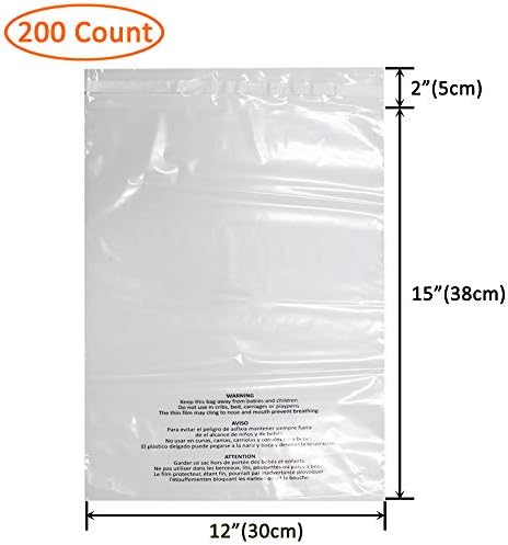 Белинлен 200 брои 12х15 инчи само заптивки јасни поли полиња со предупредување за задушување за пакување облека, маици, декоративни