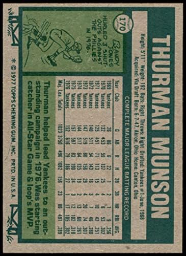 1977 Топпс # 170 Турман Мунсон Newујорк Јанкис ВГ/екс Јанкис